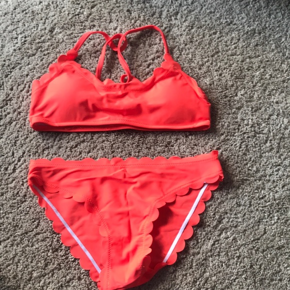 Neon orange laser cut NEW swimsuit - Picture 1 of 4